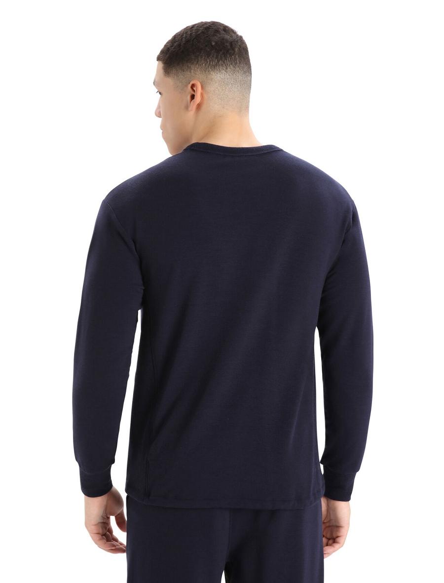 Midnight Navy Icebreaker RealFleece™ Merino Dalston Long Sleeve Sweatshirt Men's Hoodie | AU 1257UZGT